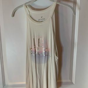 AE soft & sexy cream printed halter tank, flowy size S